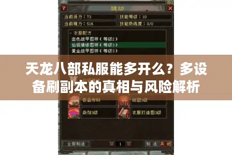 天龙八部私服能多开么？多设备刷副本的真相与风险解析