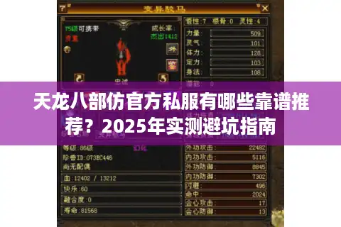 天龙八部仿官方私服有哪些靠谱推荐？2025年实测避坑指南