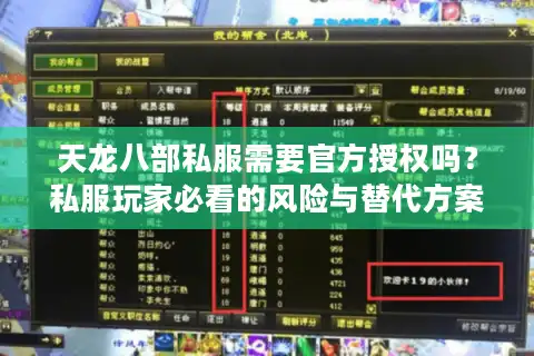 天龙八部私服需要官方授权吗？私服玩家必看的风险与替代方案