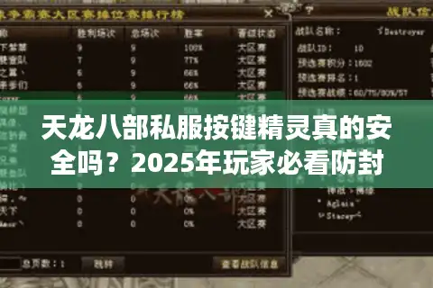 天龙八部私服按键精灵真的安全吗？2025年玩家必看防封指南