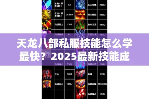 天龙八部私服技能怎么学最快？2025最新技能成长攻略解析