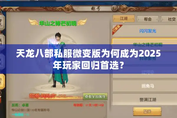 天龙八部私服微变版为何成为2025年玩家回归首选？