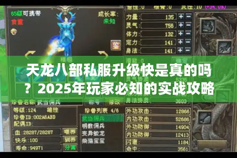 天龙八部私服升级快是真的吗？2025年玩家必知的实战攻略