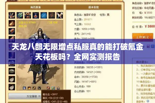 天龙八部无限增点私服真的能打破氪金天花板吗？全网实测报告