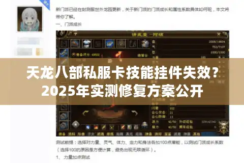 天龙八部私服卡技能挂件失效？2025年实测修复方案公开