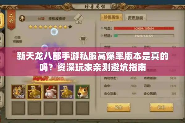 新天龙八部手游私服高爆率版本是真的吗？资深玩家亲测避坑指南