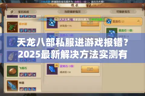 天龙八部私服进游戏报错？2025最新解决方法实测有效