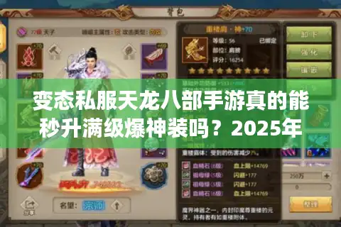 变态私服天龙八部手游真的能秒升满级爆神装吗？2025年私服避坑指南