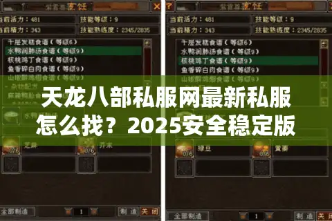 天龙八部私服网最新私服怎么找？2025安全稳定版本测评