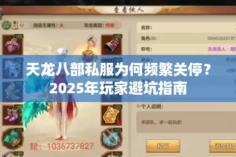 天龙八部私服为何频繁关停？2025年玩家避坑指南