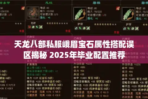 天龙八部私服峨眉宝石属性搭配误区揭秘 2025年毕业配置推荐