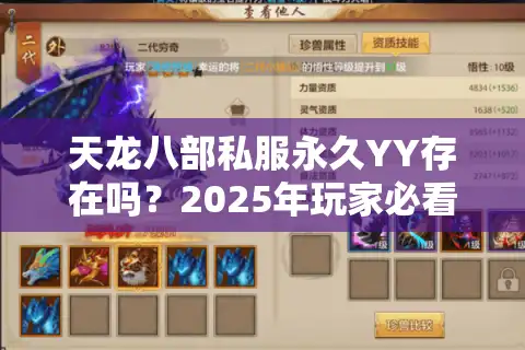 天龙八部私服永久YY存在吗？2025年玩家必看的私服避坑指南