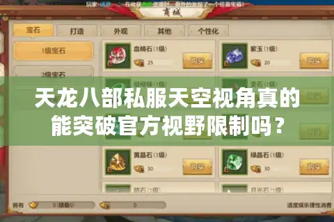 天龙八部私服天空视角真的能突破官方视野限制吗？