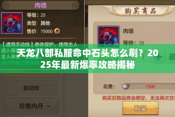 天龙八部私服命中石头怎么刷？2025年最新爆率攻略揭秘