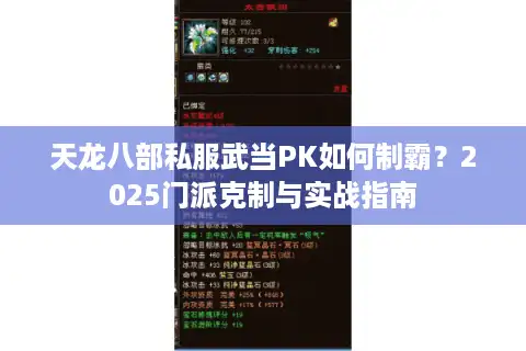天龙八部私服武当PK如何制霸？2025门派克制与实战指南