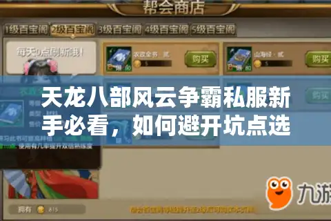 天龙八部风云争霸私服新手必看，如何避开坑点选对高爆率服务器？