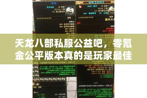 天龙八部私服公益吧，零氪金公平版本真的是玩家最佳选择吗？