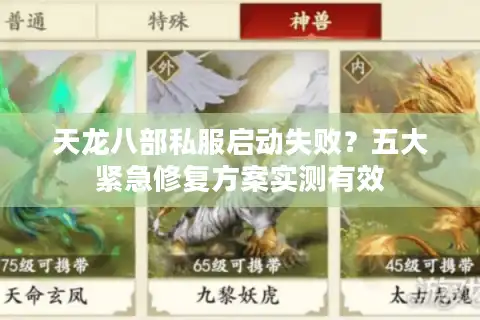 天龙八部私服启动失败？五大紧急修复方案实测有效